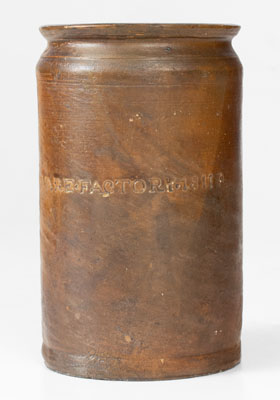 Rare PAUL CUSHMAN'S STONEWARE FACTORY 1811 Stoneware Jar (Albany, NY)