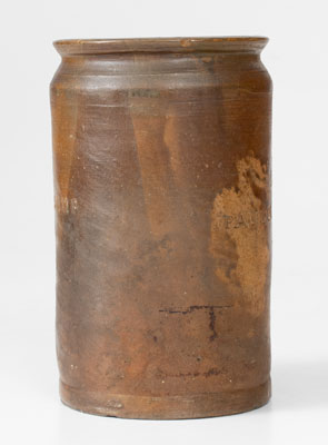 Rare PAUL CUSHMAN'S STONEWARE FACTORY 1811 Stoneware Jar (Albany, NY)