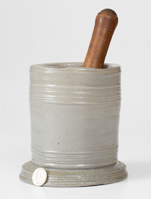 Very Rare Stoneware Mortar attrib. Abraham Mead, Greenwich, Connecticut, c1790