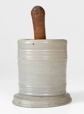 Very Rare Stoneware Mortar attrib. Abraham Mead, Greenwich, Connecticut, c1790