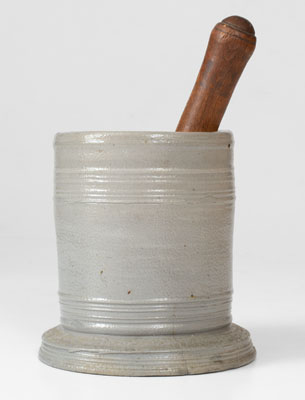 Very Rare Stoneware Mortar attrib. Abraham Mead, Greenwich, Connecticut, c1790