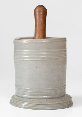 Very Rare Stoneware Mortar attrib. Abraham Mead, Greenwich, Connecticut, c1790