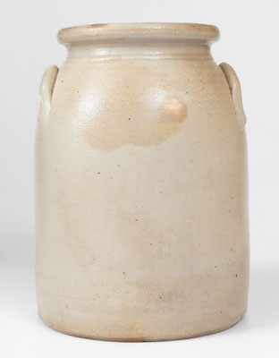 J. & E. NORTON / BENNINGTON, VT Stoneware Jar w/ Slip-Trailed Floral Basket Decoration