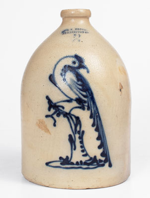 J. & E. NORTON / BENNINGTON, VT Stoneware Jug with Cobalt Pheasant on Stump Decoration