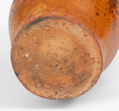 Anthony Baecher / Bacher Redware Pitcher, Signed