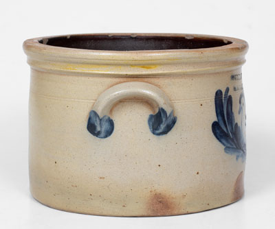 Rare COWDEN & WILCOX / HARRISBURG, PA Stoneware Cake Crock w/ Bird Decoration