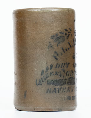 Very Rare Small-Sized RAVENSWOOD, W. VA Stoneware Advertising Canning Jar w/ Elaborate Stencil