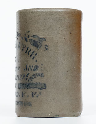 Very Rare Small-Sized RAVENSWOOD, W. VA Stoneware Advertising Canning Jar w/ Elaborate Stencil