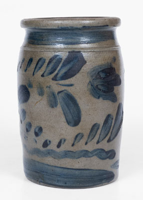 Fine Half-Gallon Western PA Stoneware Jar w/ Elaborate Freehand Cobalt Decoration