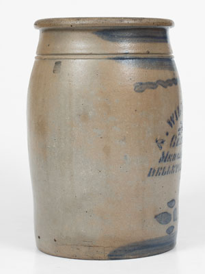 Very Rare BELLEVILLE, WEST. VA Stoneware Advertising Jar, c1875