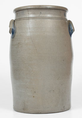 Very Rare 3 Gal. Stoneware Churn w/ RAVENSWOOD, W. VA Advertising, HAMILTON & JONES / GREENSBORO, PA