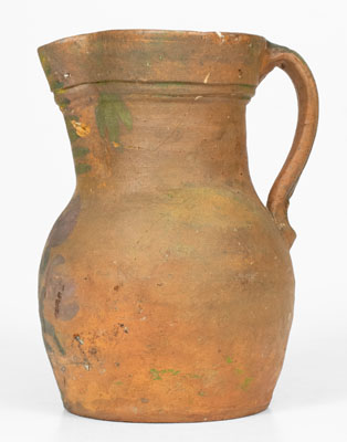 Rare Stoneware Pitcher w/ Three-Color Slip Decoration, probably Great Wagon Road, VA or TN