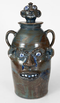 Monumental Lidded Stoneware Face Jar, Jerry Brown (Hamilton, Alabama), 2001