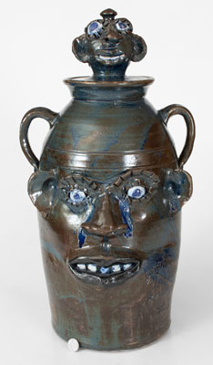 Monumental Lidded Stoneware Face Jar, Jerry Brown (Hamilton, Alabama), 2001