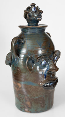 Monumental Lidded Stoneware Face Jar, Jerry Brown (Hamilton, Alabama), 2001