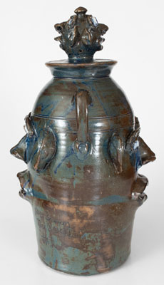 Monumental Lidded Stoneware Face Jar, Jerry Brown (Hamilton, Alabama), 2001