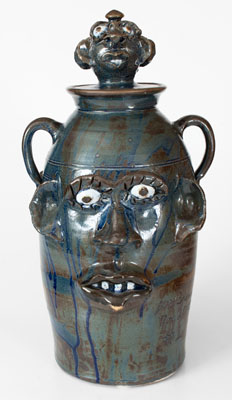 Monumental Lidded Stoneware Face Jar, Jerry Brown (Hamilton, Alabama), 2001