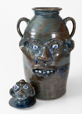 Monumental Lidded Stoneware Face Jar, Jerry Brown (Hamilton, Alabama), 2001