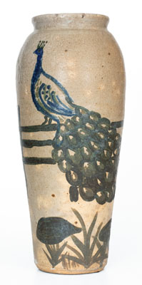 Exceptional Arie Meaders (Cleveland, Georgia) Peacock Vase, 1956-69