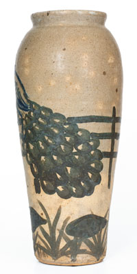 Exceptional Arie Meaders (Cleveland, Georgia) Peacock Vase, 1956-69