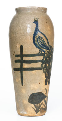 Exceptional Arie Meaders (Cleveland, Georgia) Peacock Vase, 1956-69