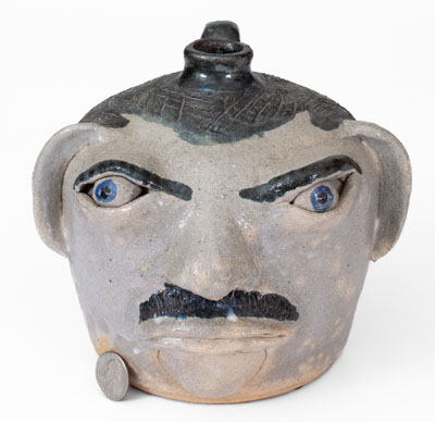 Exceedingly Rare and Important Arie Meaders (Cleveland, Georgia) Face Jug, 1956-69