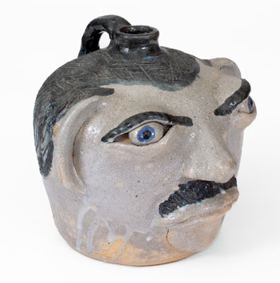 Exceedingly Rare and Important Arie Meaders (Cleveland, Georgia) Face Jug, 1956-69