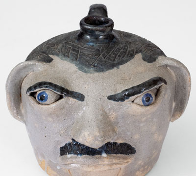 Exceedingly Rare and Important Arie Meaders (Cleveland, Georgia) Face Jug, 1956-69