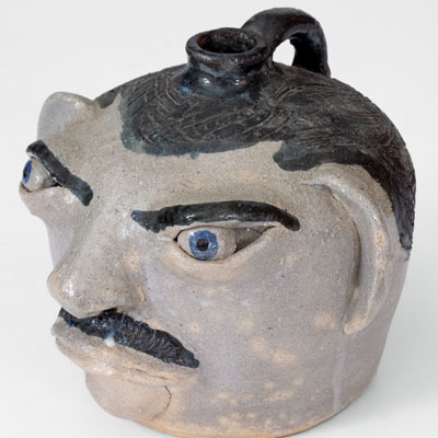 Exceedingly Rare and Important Arie Meaders (Cleveland, Georgia) Face Jug, 1956-69