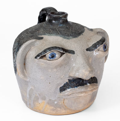 Exceedingly Rare and Important Arie Meaders (Cleveland, Georgia) Face Jug, 1956-69