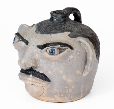 Exceedingly Rare and Important Arie Meaders (Cleveland, Georgia) Face Jug, 1956-69