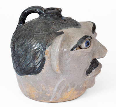 Exceedingly Rare and Important Arie Meaders (Cleveland, Georgia) Face Jug, 1956-69