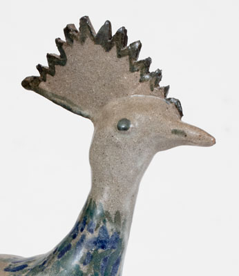 Extraordinary Large Arie Meaders Peacock Figure w/ Three-Color Slip Decoration, 1956-69