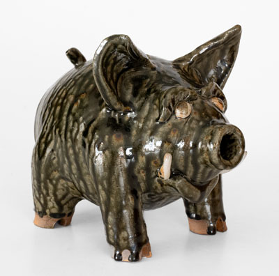 Cleater J. Meaders Pottery Pig Bank (Cleveland, GA), c1990