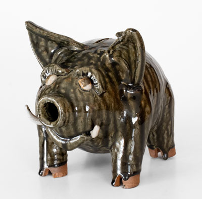 Cleater J. Meaders Pottery Pig Bank (Cleveland, GA), c1990