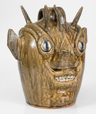 Extremely Rare John Meaders Double Face Devil Jug, Cleveland, GA