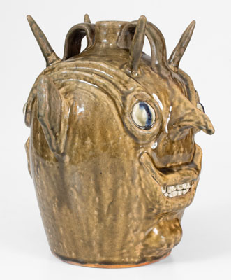 Extremely Rare John Meaders Double Face Devil Jug, Cleveland, GA