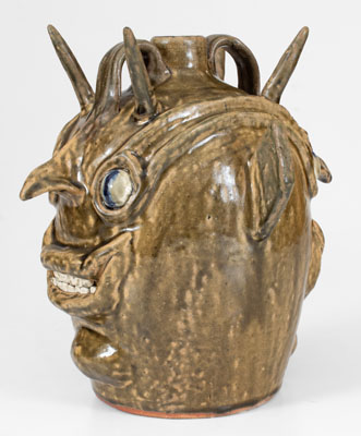 Extremely Rare John Meaders Double Face Devil Jug, Cleveland, GA