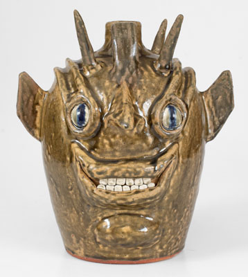 Extremely Rare John Meaders Double Face Devil Jug, Cleveland, GA