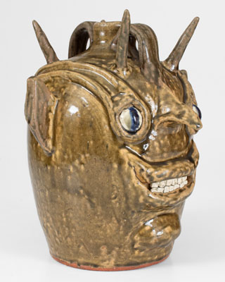 Extremely Rare John Meaders Double Face Devil Jug, Cleveland, GA