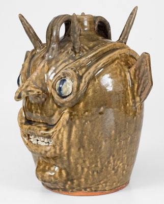 Extremely Rare John Meaders Double Face Devil Jug, Cleveland, GA