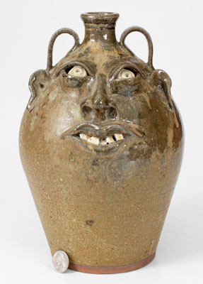 Kim Ellington Double-Handled Stoneware Face Jug, Vale, North Carolina