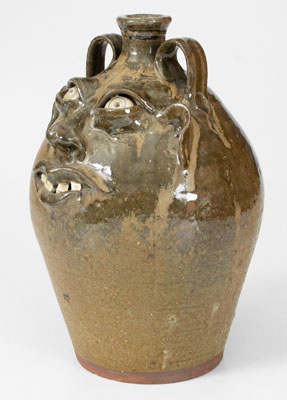 Kim Ellington Double-Handled Stoneware Face Jug, Vale, North Carolina