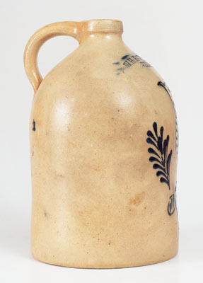 W.H. FARRAR & CO. / GEDDES, NY Stoneware Jug w/ Elaborate Bird Motif