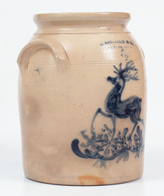 Scarce L. LEHMAN & CO / WEST 12TH ST NY (Manhattan) Stoneware Deer Crock