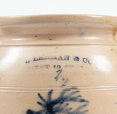 Scarce L. LEHMAN & CO / WEST 12TH ST NY (Manhattan) Stoneware Deer Crock