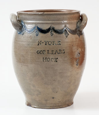 Very Fine COMMERAW S STONEWARE / N. YORK / CORLEARS HOOK Stoneware Jar, ex-Georgeanna Greer