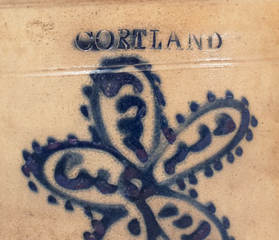 Cortland, New York Stoneware Jar w/ Cobalt Daisy Decoration, 1867-69