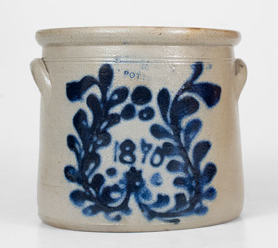 WEST TROY, N.Y. POTTERY Stoneware Crock, Dated 1870