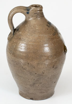 Very Rare J. REMMEY / MANHATTAN-WELLS / NEW-YORK Stoneware Jug for J. H. Mott, June 4, 1807